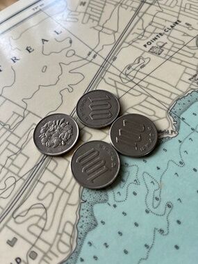 Vintage Japanese Cherry Blossom Yen 100 Coins x 4